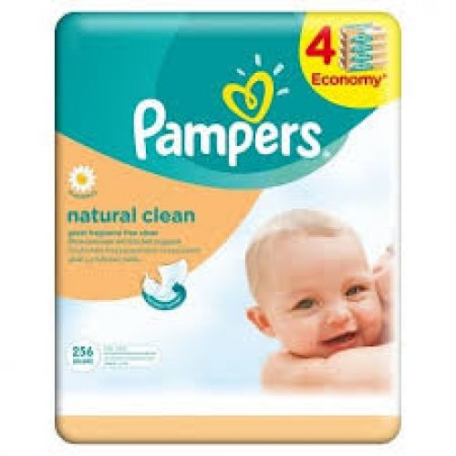Procter & Gamble Pampers vlhčené ubrousky Natural Clean 4x64 ks