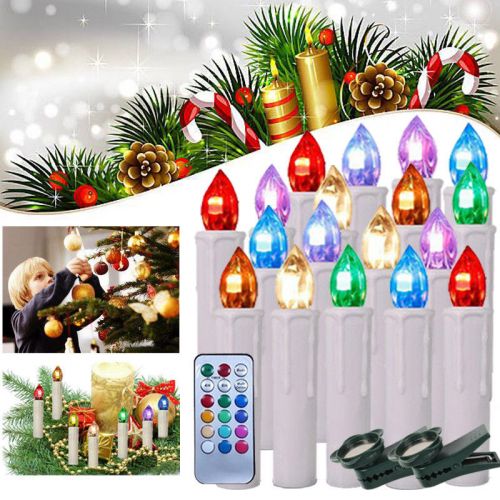 10x LED dekorační vánoční svíčky na stromeček, 7 barev s časovačem  automatického vypnutí