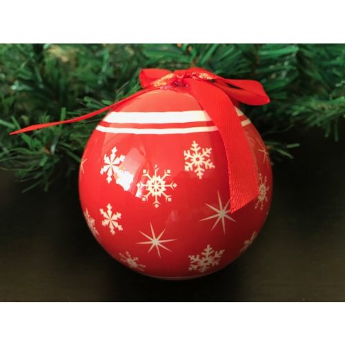 12ks krásné vánoční ozdoby dekorace, koule - červeno-bílé s hvězdičkami  7,5cm